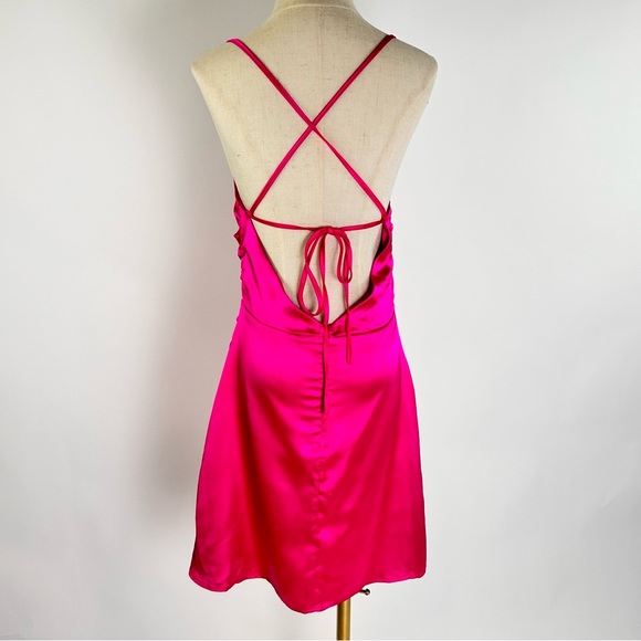 LULUS unique look hot pink asymmetrical backless mini dress - Picture 5 of 7